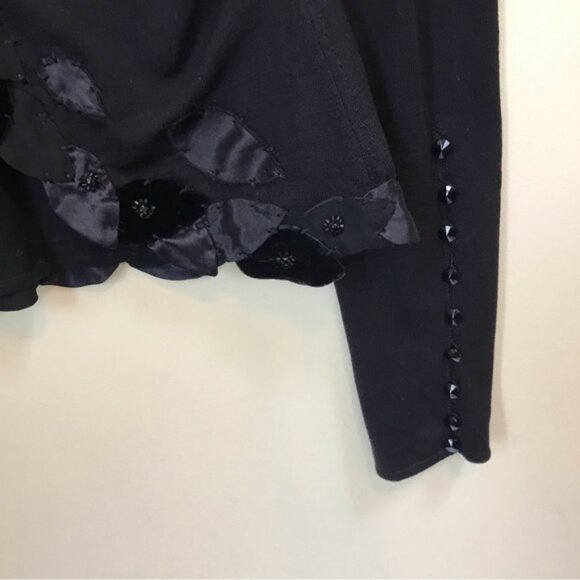 Nougat London Silk Velvet Embellished Floral Cardigan Fitted Knit Sweater Top L - Picture 8 of 16